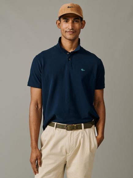 Aubin Lusby Pique Cotton Short Sleeve Polo Shirt, Navy