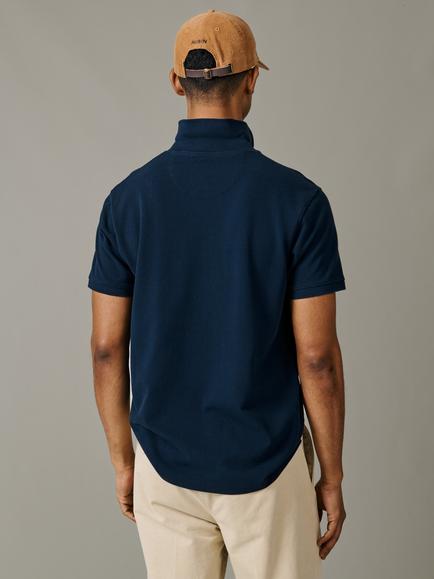 Aubin Lusby Pique Cotton Short Sleeve Polo Shirt - view 2, Navy
