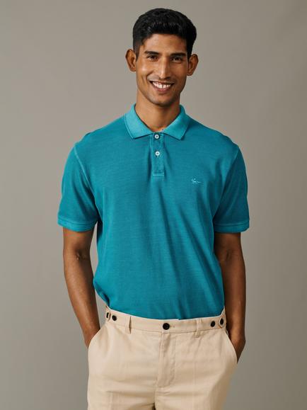 Aubin Lusby Pique Polo Shirt, Washed Jade