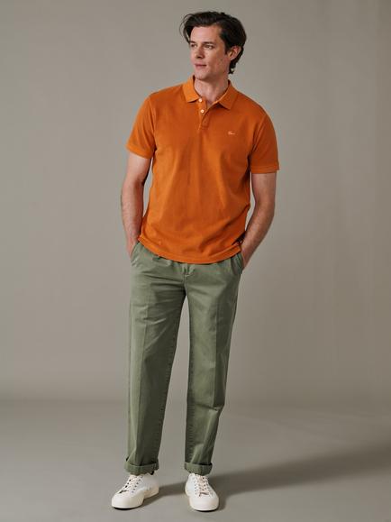 Aubin Lusby Pique Polo Shirt - view 2, Washed Orange