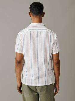 Aubin Abbey Cotton-Linen Stripe Shirt, White/Multi - view 2, White/Multi