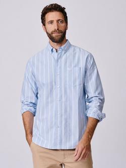 Aubin Aldridge Cotton Regular Fit Stripe Shirt, Blue/Multi