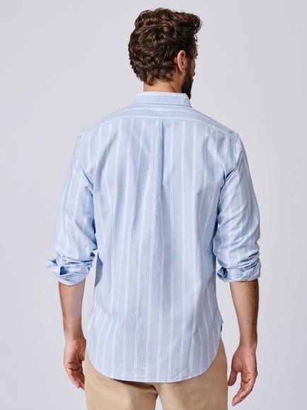 Aubin Aldridge Oxford Cotton Regular Fit Stripe Shirt - view 2, Blue/Multi
