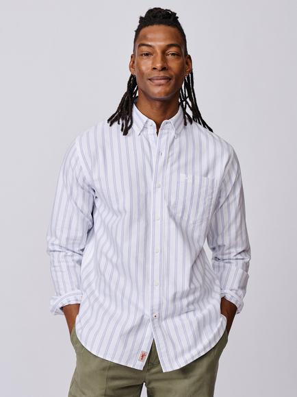 Aubin Aldridge Oxford Cotton Regular Fit Stripe Shirt, Lilac/Multi, Lilac/Multi