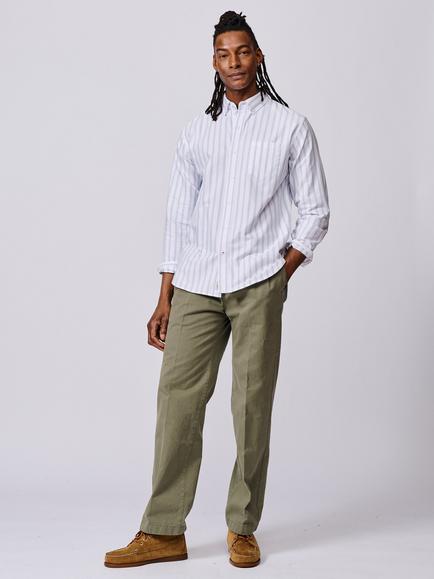 Aubin Aldridge Oxford Cotton Regular Fit Stripe Shirt, Lilac/Multi - view 2, Lilac/Multi