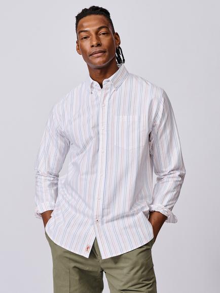 Aubin Aldridge Oxford Cotton Regular Fit Stripe Shirt, Multi Stripe, Multi Stripe