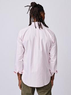Aubin Aldridge Cotton Regular Fit Stripe Shirt, Pink/Yellow/Khaki - view 2, Pink/Yellow/Khaki