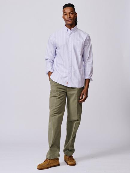 Aubin Aldridge Oxford Cotton Regular Fit Stripe Shirt - view 2, Lilac/Multi