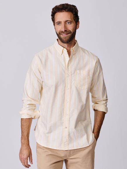 Aubin Aldridge Oxford Cotton Regular Fit Stripe Shirt, Yellow/Multi