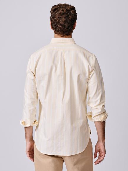 Aubin Aldridge Oxford Cotton Regular Fit Stripe Shirt - view 2, Yellow/Multi