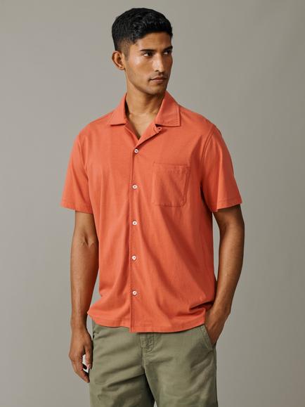 Aubin Aldwin Short Sleeve Jersey Shirt, Coral
