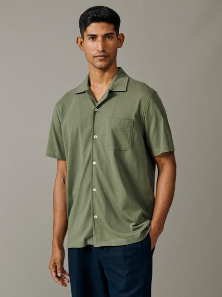 Aubin Aldwin Short Sleeve Jersey Shirt, Khaki