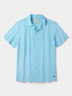 Aubin Aldwin Short Sleeve Cotton Shirt, Washed Aqua, Washed Aqua