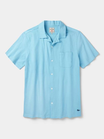 Aubin Aldwin Short Sleeve Jersey Shirt, Washed Aqua