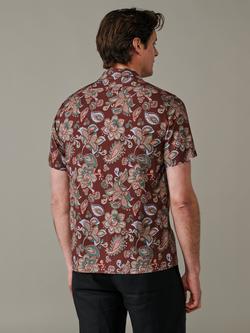 Aubin Belmont Paisley Button Through Short Sleeve Shirt, Brown - view 2, Brown