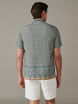 Aubin Belmont Tile Paisley Button Through Short Sleeve Shirt, Blue/Multi - view 2, Blue/Multi