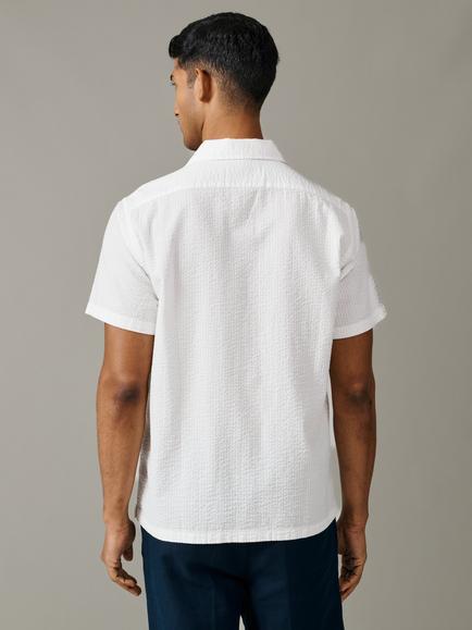Aubin Brambling Button Through Short Sleeve Cotton Linen Blend Shirt - view 2, Vintage White
