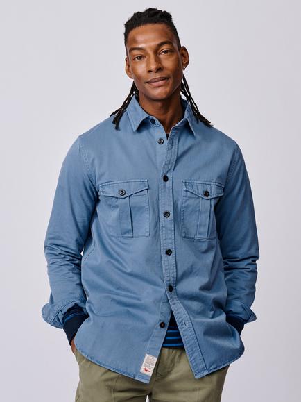 Aubin Cole Cotton Regular Fit Overshirt, Blue