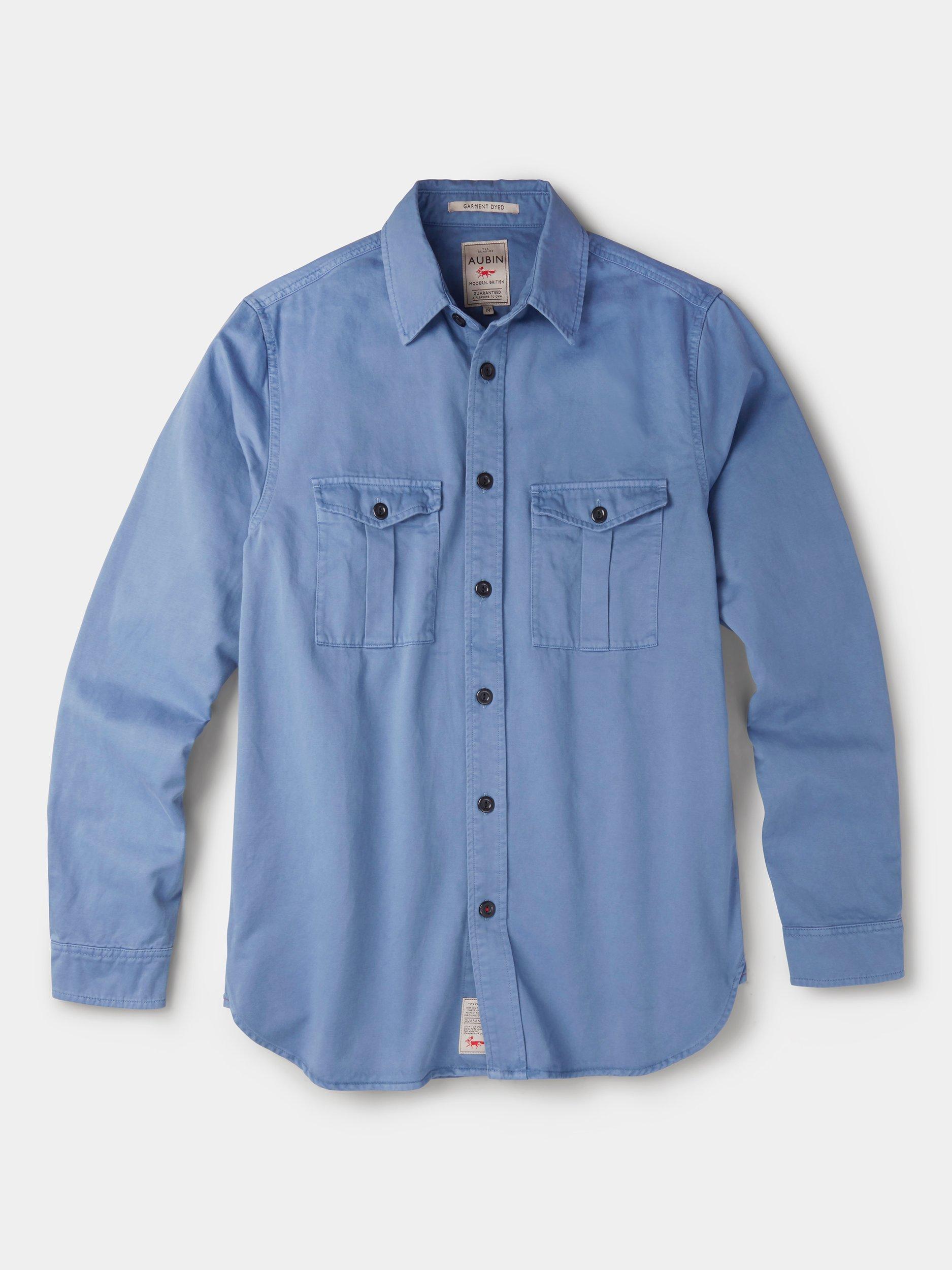 Product image 6 of 6, which shows Aubin Cole Cotton Regular Fit Overshirt, Blue, S