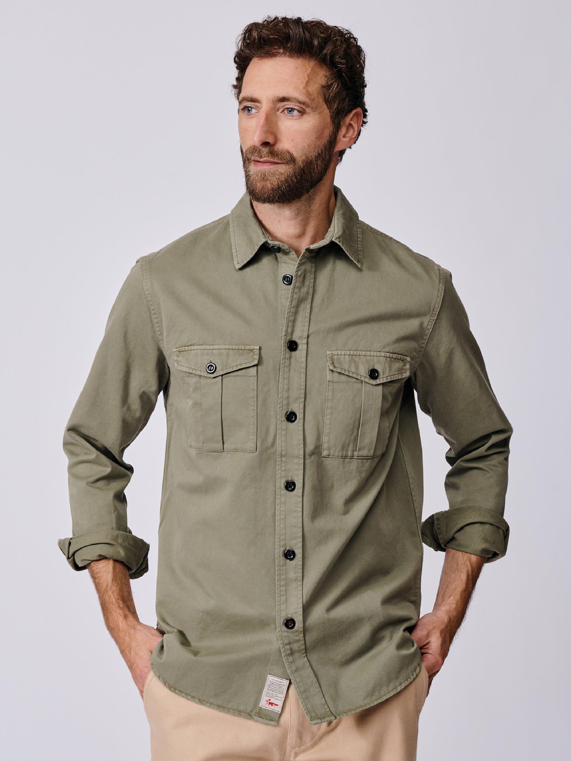 Product image 1 of 6, which shows Aubin Cole Cotton Regular Fit Overshirt, Pale Khaki, S