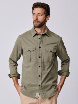 Aubin Cole Cotton Regular Fit Overshirt, Pale Khaki