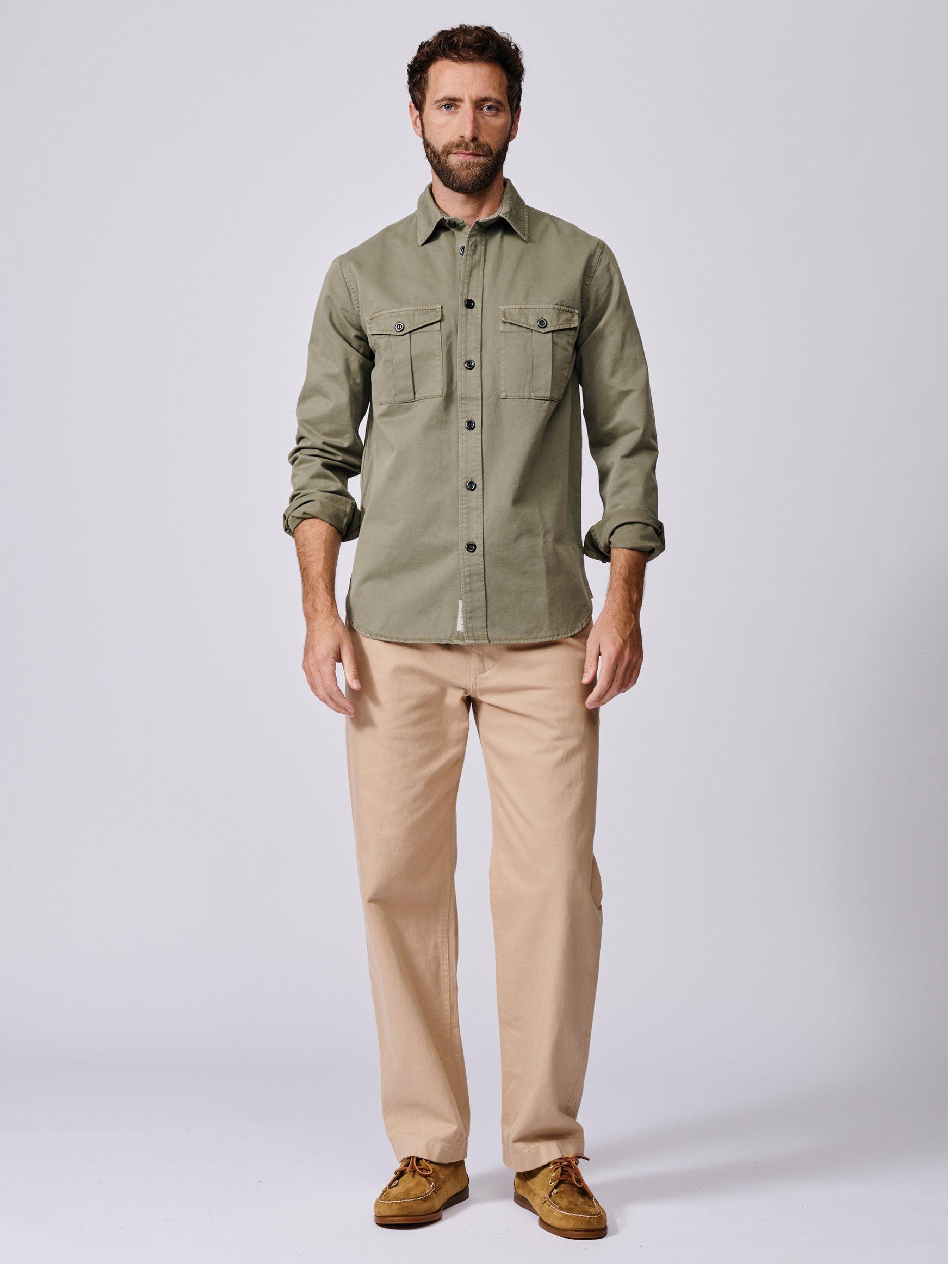 Product image 3 of 6, which shows Aubin Cole Cotton Regular Fit Overshirt, Pale Khaki, S