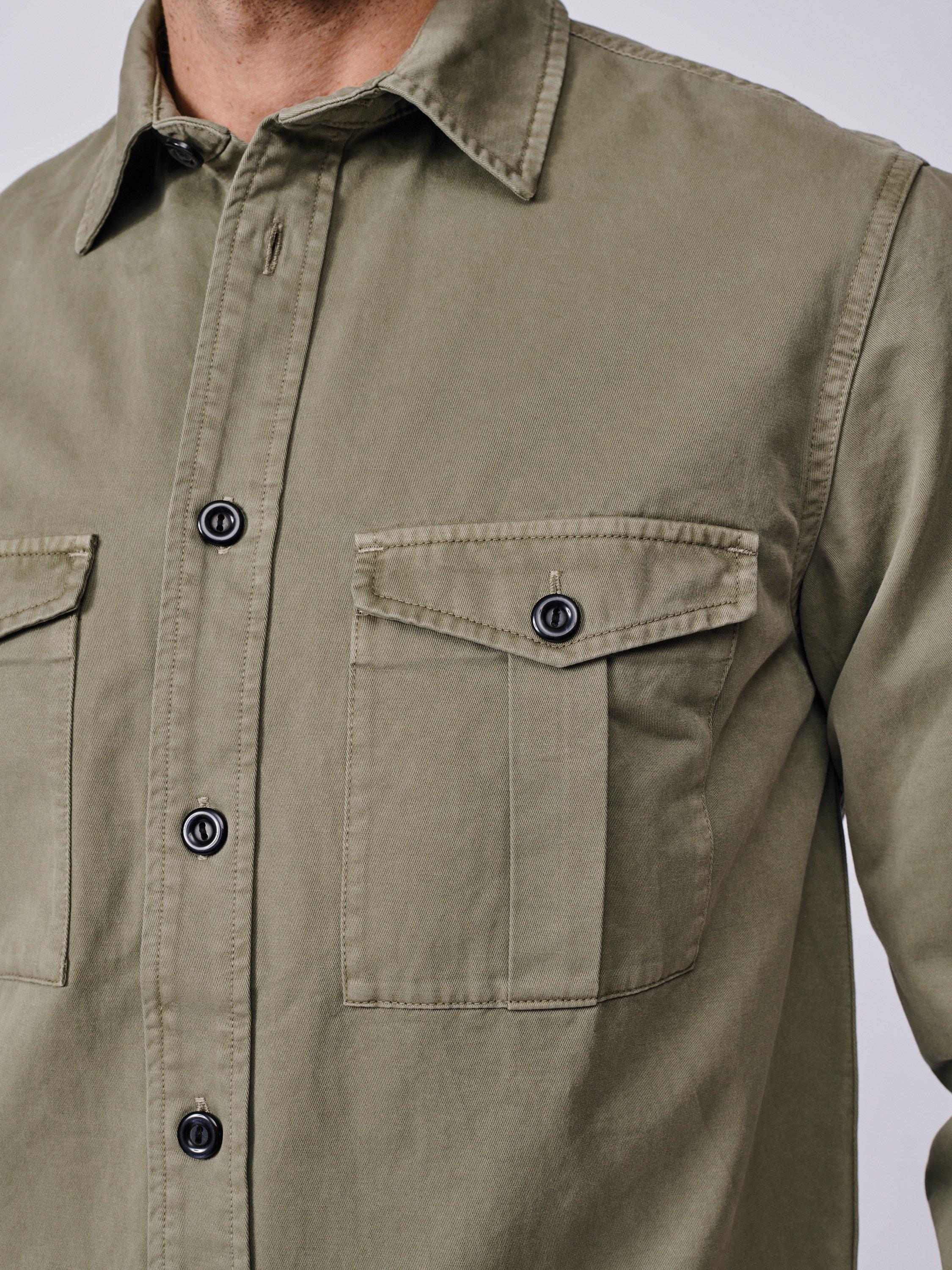 Product image 4 of 6, which shows Aubin Cole Cotton Regular Fit Overshirt, Pale Khaki, S