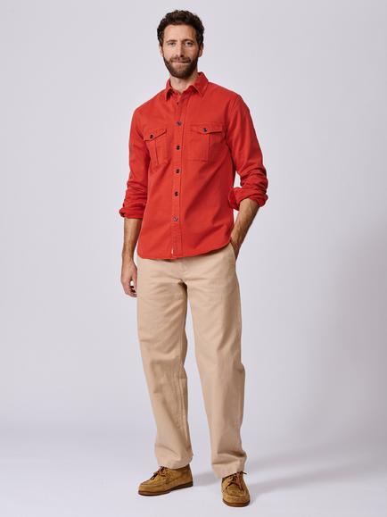 Aubin Cole Cotton Regular Fit Overshirt - view 2, Washed Red