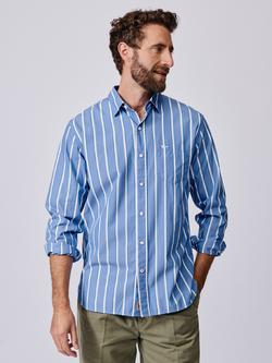 Aubin Gladstone Cotton Regular Fit Stripe Shirt, Blue/Multi, Blue/Multi