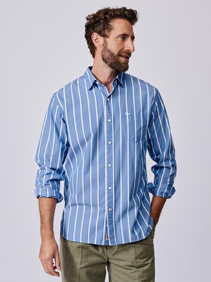 Aubin Gladstone Cotton Regular Fit Stripe Shirt, Blue/Multi, Blue/Multi