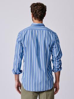 Aubin Gladstone Cotton Regular Fit Stripe Shirt, Blue/Multi - view 2, Blue/Multi