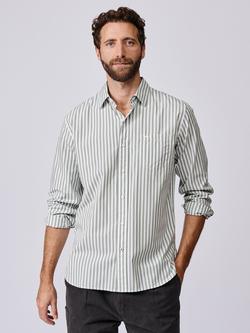 Aubin Gladstone Cotton Regular Fit Stripe Shirt, Khaki/Multi, Khaki/Multi