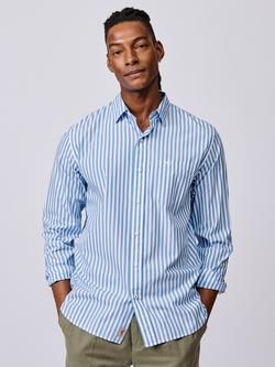 Aubin Gladstone Cotton Regular Fit Stripe Shirt, Ultra Marine, Ultra Marine