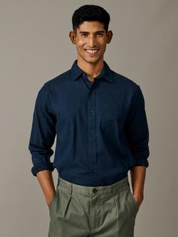 John Lewis Grainsby Linen Cotton Blend Shirt, Navy, Navy
