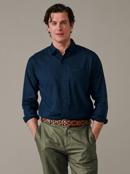 Aubin Grainsby Linen Cotton Blend Shirt, Navy