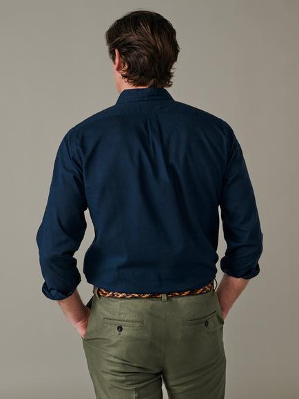 Aubin Grainsby Linen Cotton Blend Shirt - view 2, Navy
