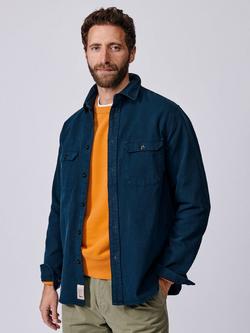 Aubin Henderson Cotton Regular Fit Overshirt, Sand, Navy