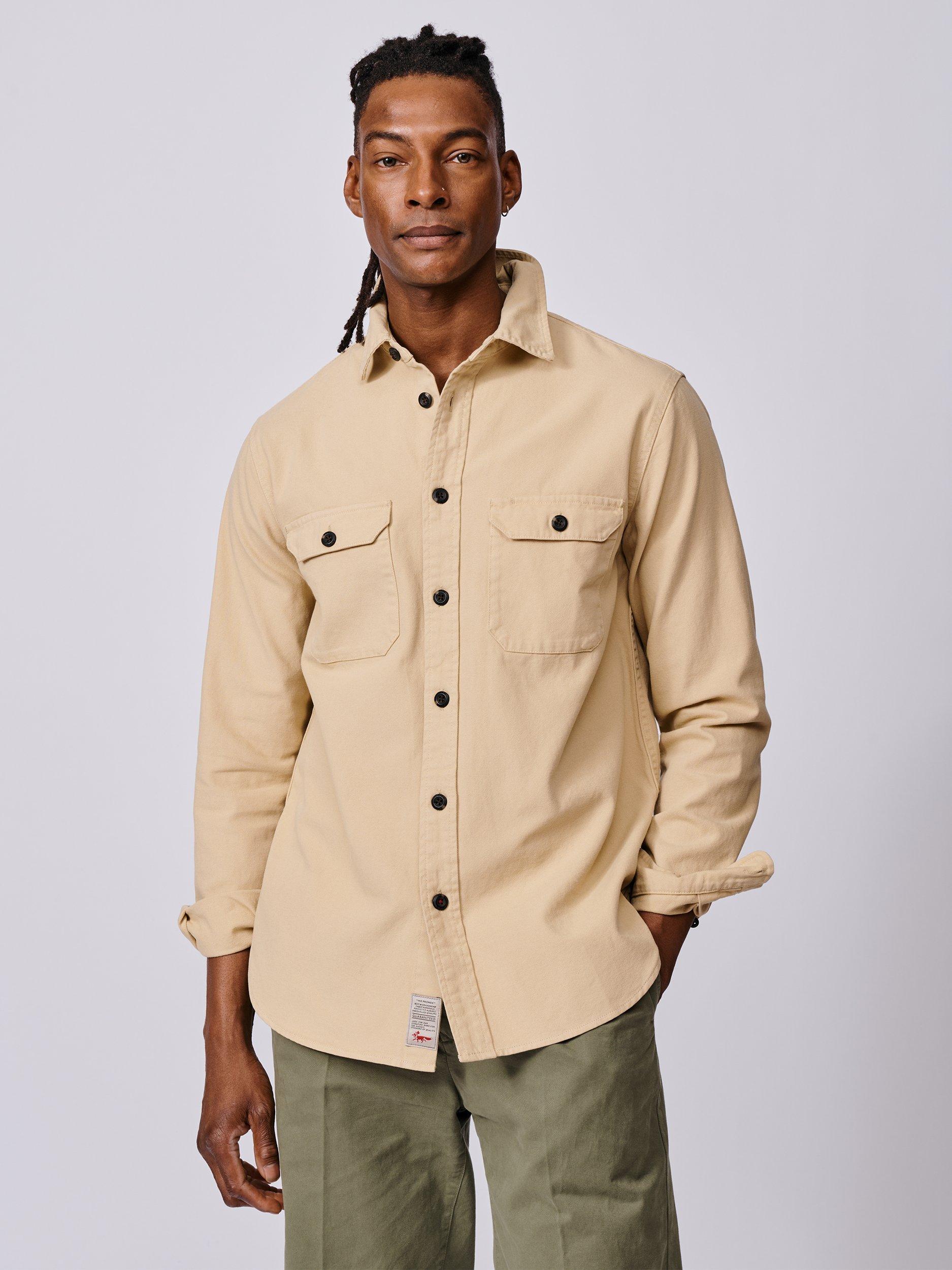 Product image 1 of 6, which shows Aubin Henderson Cotton Regular Fit Overshirt, Sand, S