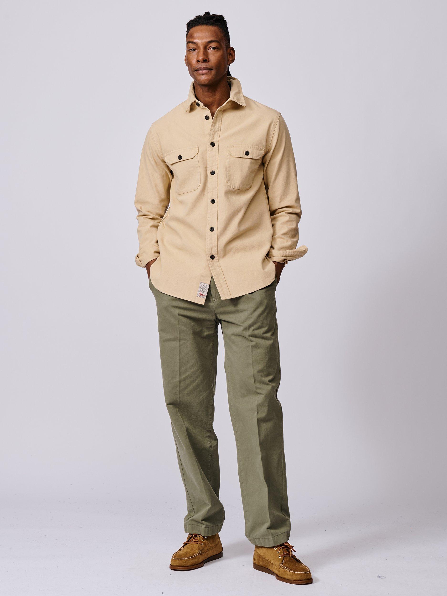 Product image 3 of 6, which shows Aubin Henderson Cotton Regular Fit Overshirt, Sand, S