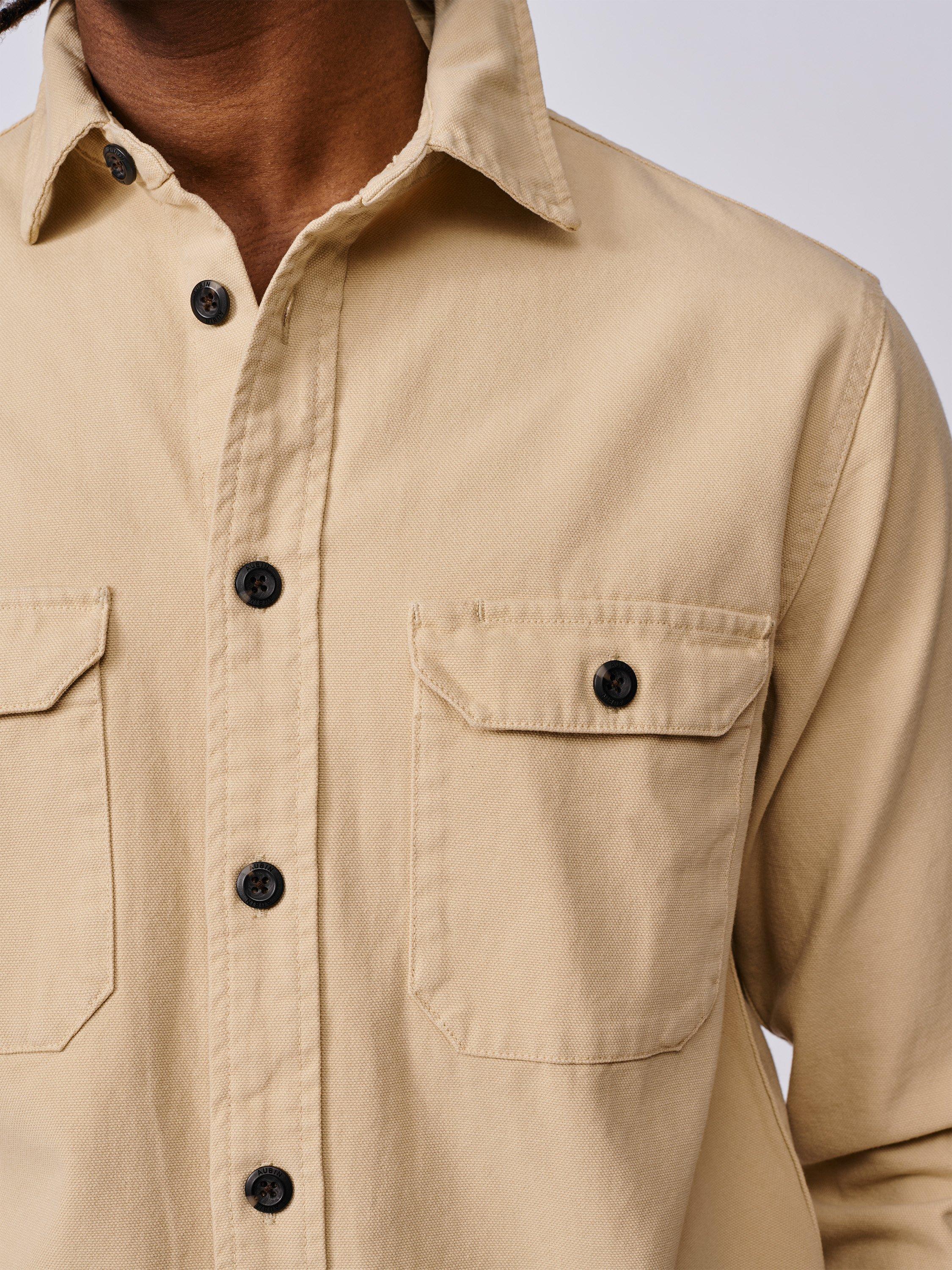 Product image 4 of 6, which shows Aubin Henderson Cotton Regular Fit Overshirt, Sand, S