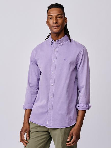 Aubin Hessle Garment Dyed Cotton Shirt, Lilac