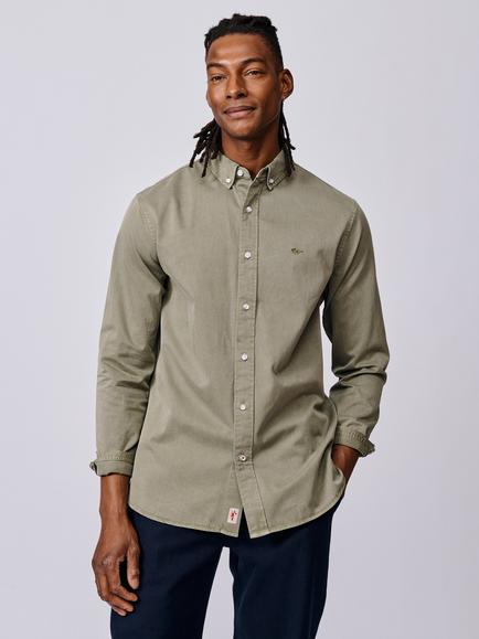 Aubin Hessle Garment Dyed Cotton Shirt, Pale Khaki
