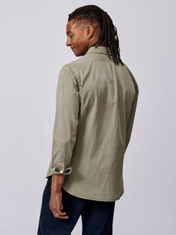 Aubin Hessle Button Collar Cotton Twill Shirt - view 2, Pale Khaki