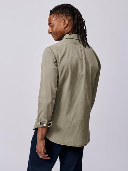 Aubin Hessle Garment Dyed Cotton Shirt - view 2, Pale Khaki