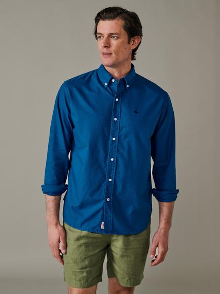 Aubin Horkstow Lightweight Relaxed Cotton Oxford Shirt, Bright Blue