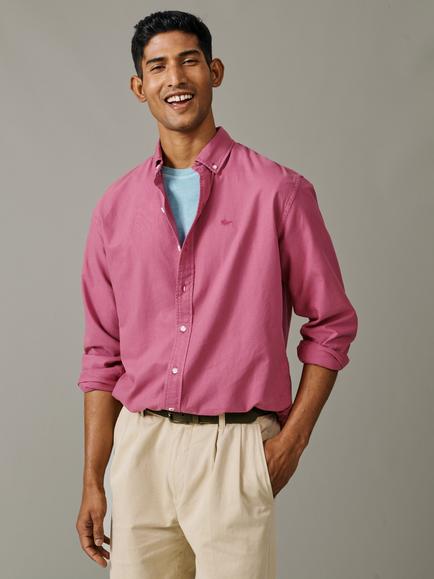 Aubin Horkstow Lightweight Relaxed Cotton Oxford Shirt, Fushia