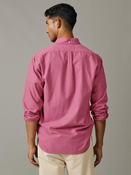 Aubin Horkstow Lightweight Relaxed Cotton Oxford Shirt - view 2, Fushia