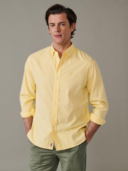 Aubin Horkstow Lightweight Relaxed Cotton Oxford Shirt, Lemon