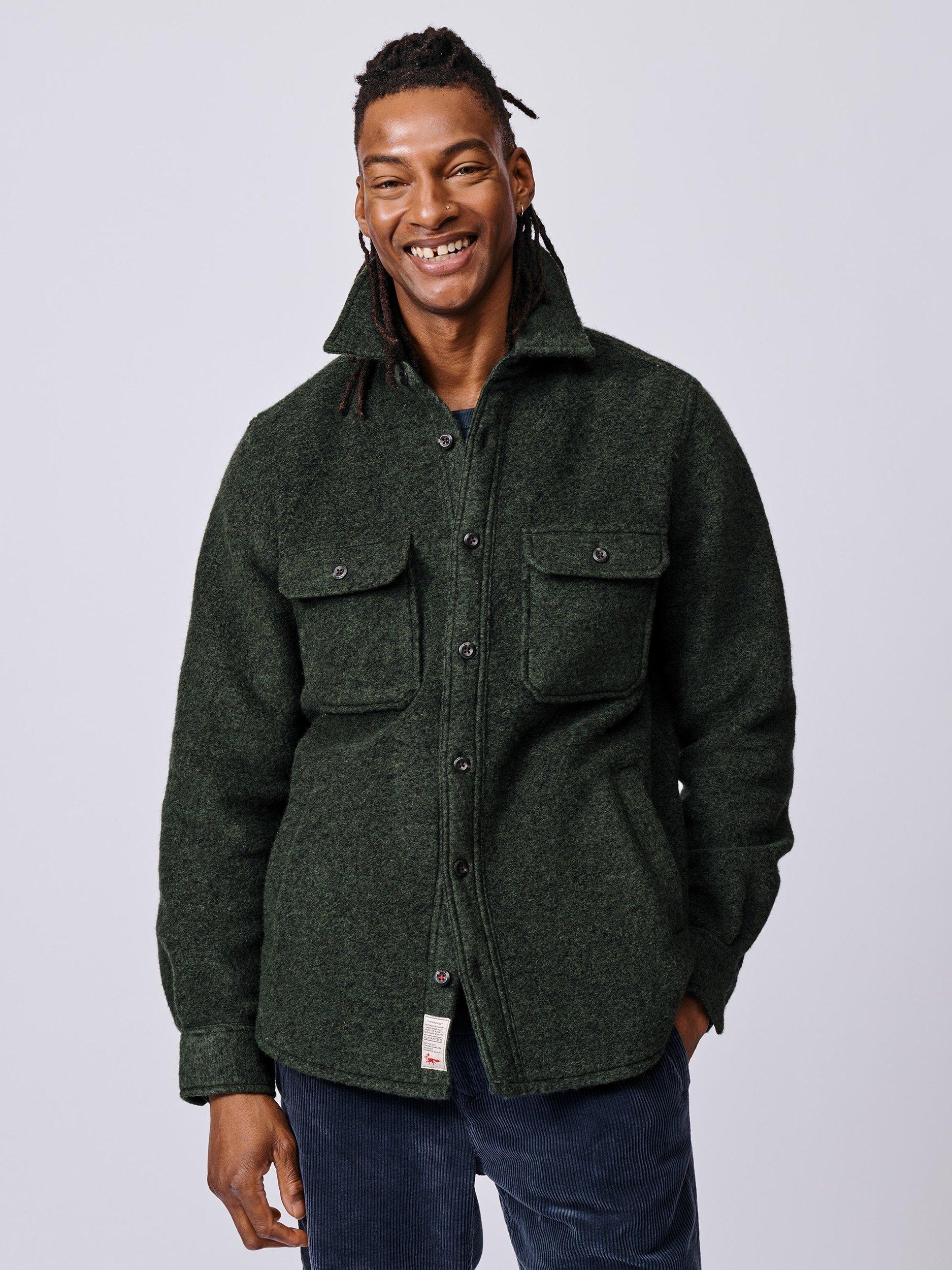 Product image 4 of 8, which shows Aubin Kendale Wool Mix Overshirt, Khaki, S