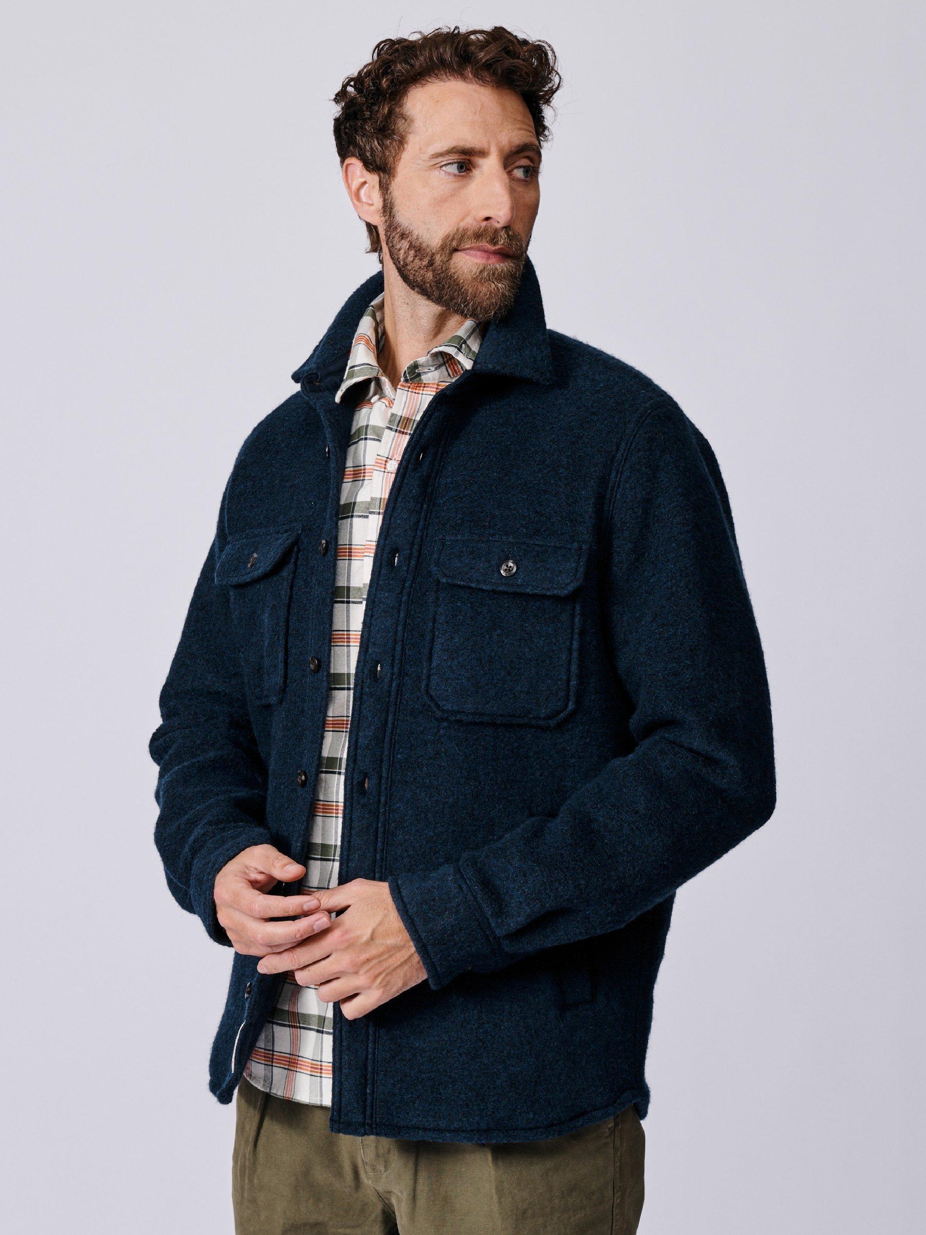 Product image 1 of 8, which shows Aubin Kendale Wool Blend Regular Fit Overshirt, Navy, S